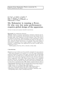 My Bolometer is running a Fever, Or why very low noise - Irfu