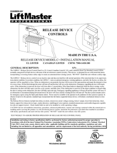 LIFTMASTER RELEASE DEVICE CONTROLS