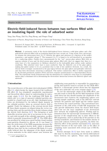 Electric-field-induced forces between two surfaces filled with an