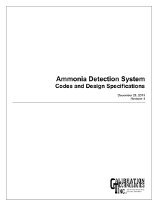 Ammonia detection system codes and design specifications