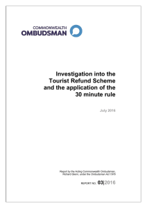 Own motion investigation into the Tourist Refund Scheme`s 30