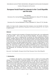 European Social Fund Investments in the Czech Republic