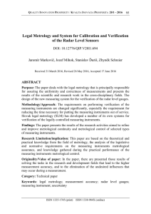 Legal Metrology and System for Calibration and Verification of the