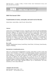 Transformation of society, social policy and social work in Slovakia