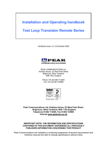 Installation and Operating handbook Test Loop Translator Remote