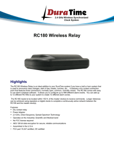DuraTime RC180 Wireless Relay Spec Sheet