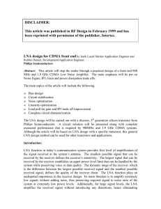 LNA design for CDMA front end