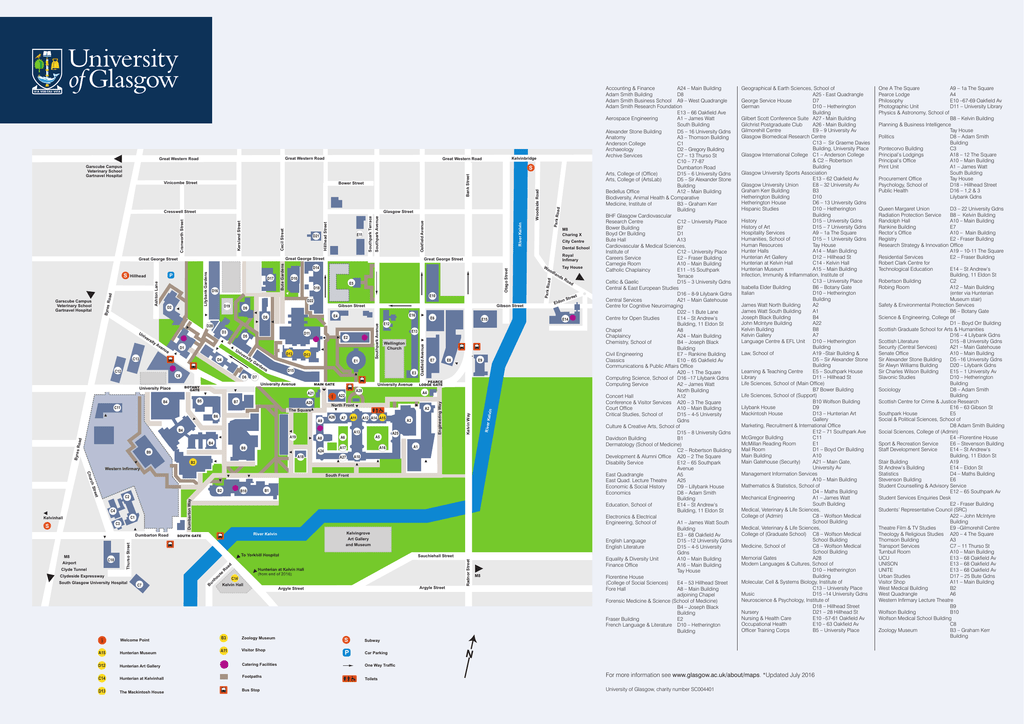 glasgow university campus map Campus Map University Of Glasgow glasgow university campus map