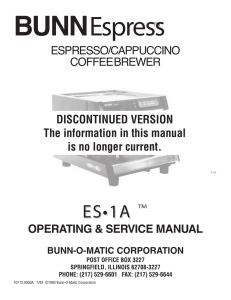 Operating, Service, ES 1A Espresso Cappuccino Coffee Brewer