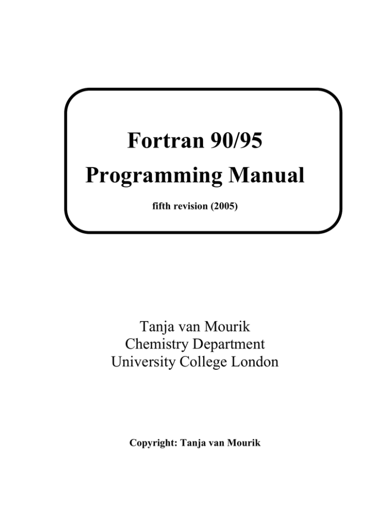 Fortran 90 95 Programming Manual