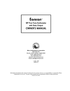 Earscan Audiometer (ES-AM) - Owner`s Manual