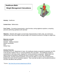 Healthcare Math: Weight Management Calculations