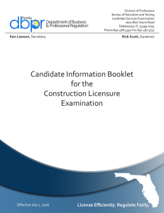 Candidate Information Booklet for the Construction Licensure