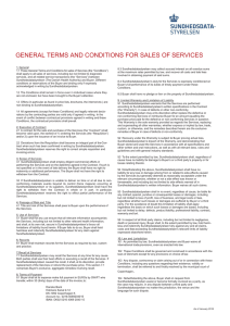 GENERAL TERMS AND CONDITIONS FOR SALES OF SERVICES