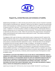Rayport-BTM Limited Warranty and Limitations of Liability