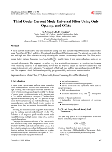 Third Order Current Mode Universal Filter Using Only Op.amp. and