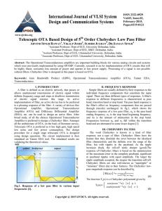 Telescopic OTA Based Design of 5 Order Chebyshev Low Pass Filter