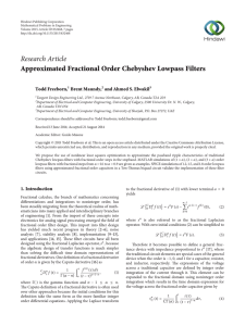 Approximated Fractional Order Chebyshev Lowpass Filters