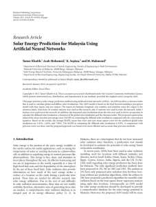 Solar Energy Prediction for Malaysia Using Artificial Neural Networks