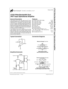 LF353 Wide Bandwidth Dual JFET Input Operational Amplifier