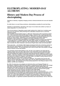 ELETROPLATING: MODERN-DAY ALCHEMY History and Modern