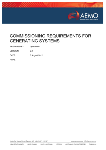 commissioning requirements for generating systems