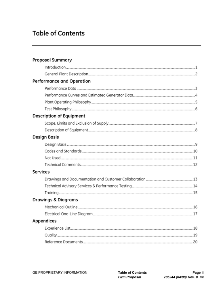 Table of Contents - Centrales de la Costa