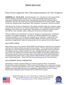 Keen Ovens Appoints New Sales Representative for New England