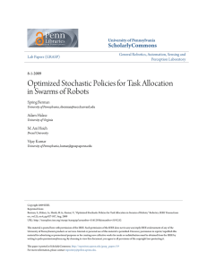 Optimized Stochastic Policies for Task Allocation in Swarms of Robots