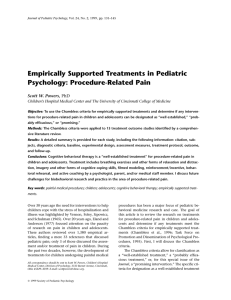 Empirically Supported Treatments in Pediatric Psychology