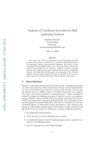 Analysis of Conditions favorable for Ball Lightning Creation