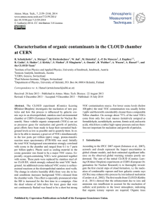 Characterisation of organic contaminants in the CLOUD chamber at