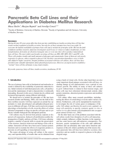 Pancreatic Beta Cell Lines and their Applications in Diabetes