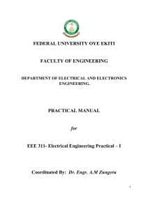 Electrical Engineering Practical –I - Federal University Oye