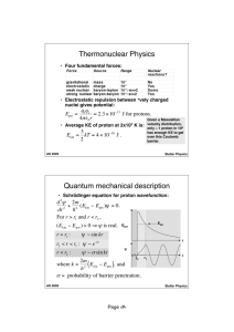 Thermonuclear Physics Quantum mechanical description