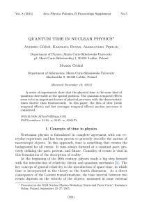 Quantum Time in Nuclear Physics