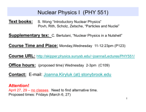 Nuclear Physics I (PHY 551)