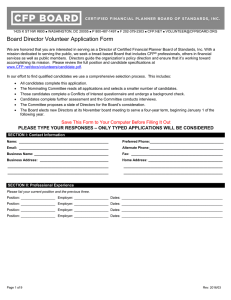 Board Director Volunteer Application Form | CFP Board