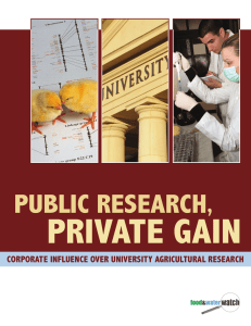 CORPORATE INFLUENCE OVER UNIVERSITY AGRICULTURAL
