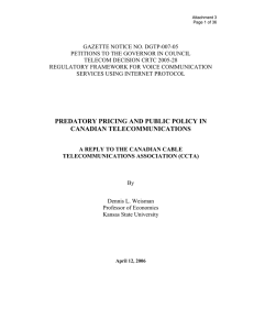 predatory pricing and public policy in canadian telecommunications