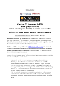 Press release Wharton-QS Stars Awards 2014 Reimagine Education