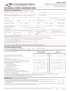 returning student admission form