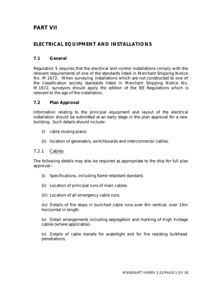 Chapter 7: Electrical Equipment And Installations