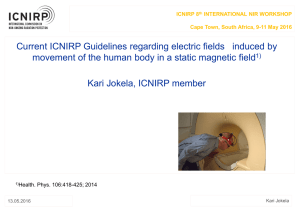 ICNIRP guidelines regarding electric fields induced by movement of