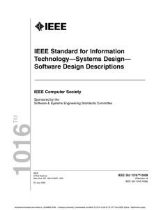 IEEE Std 1016-2009 - Computer Engineering Senior Project I