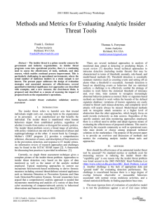 Methods and Metrics for Evaluating Analytic Insider Threat Tools