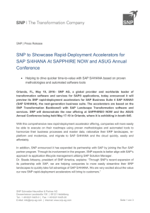 SNP to Showcase Rapid-Deployment Accelerators for SAP S