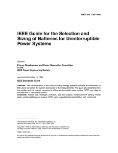 IEEE 1184-1994 Battery for UPS