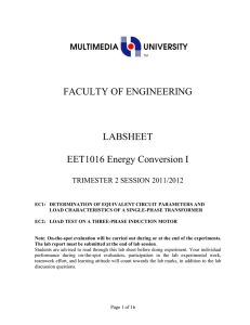 FACULTY OF ENGINEERING LABSHEET EET1016 Energy