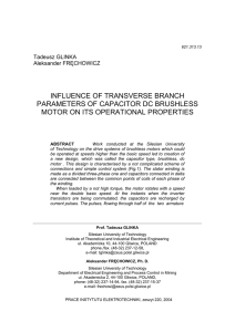 influence of transverse branch parameters of capacitor dc brushless
